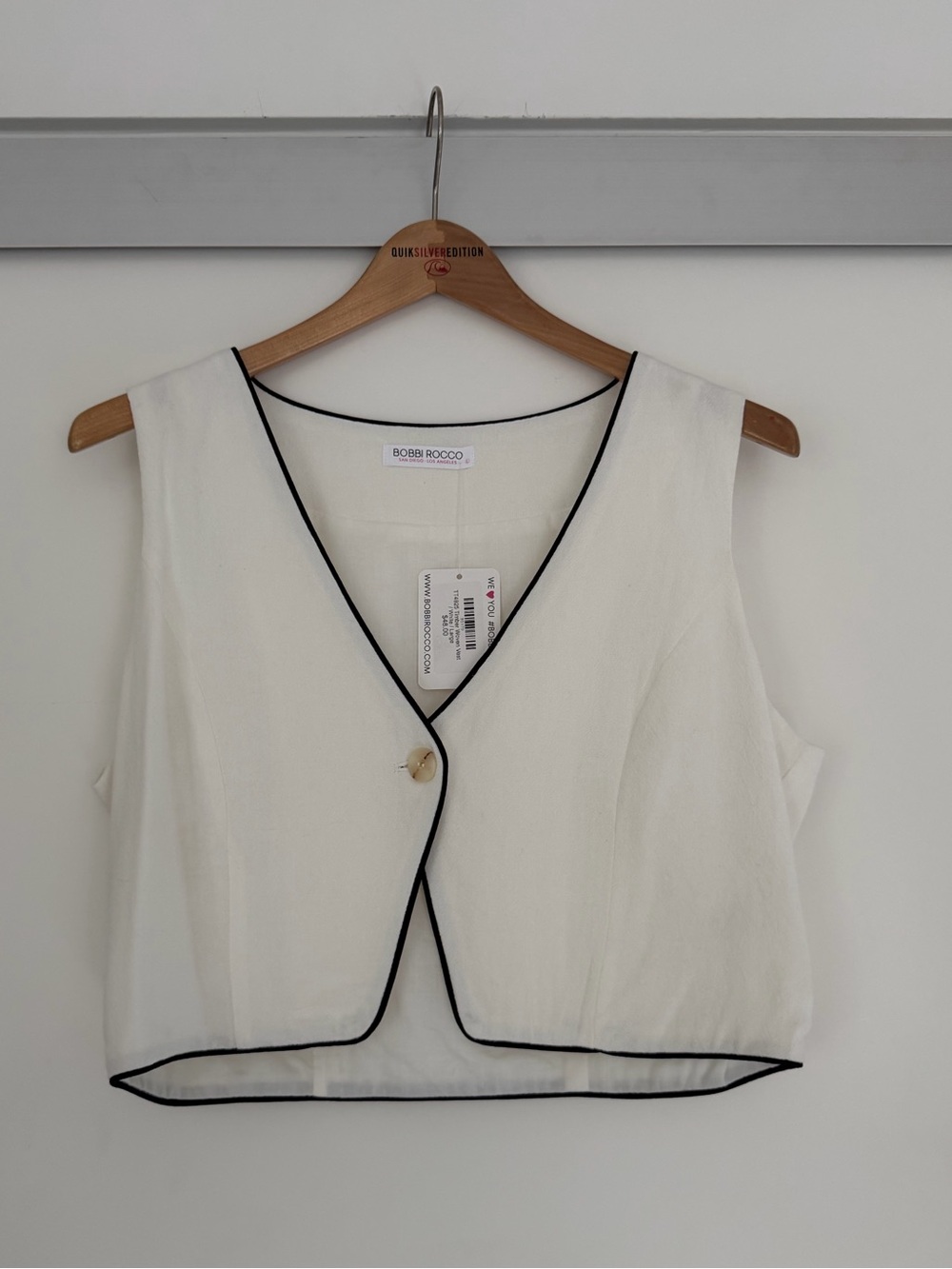 White Sleeveless Crop Vest with Matching Pants Contrast Piping